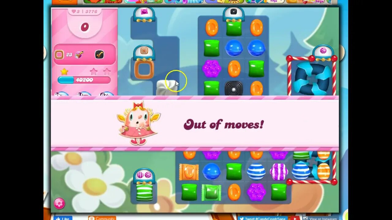 Candy Crush Level 3776 Talkthrough, 23 Moves 0 Boosters