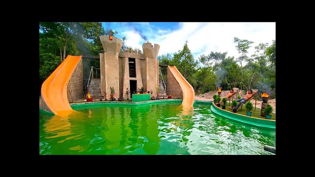 I Spent 299Days Building 1Million Dollar Villa House with Water Slide into Underground Swimming Pool