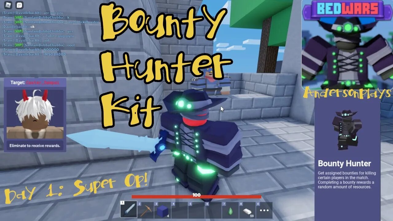 AndersonPlays Roblox BedWars 💰 [BAGUETTES + BOUNTY HUNTER] - New Bounty Hunter Kit Update