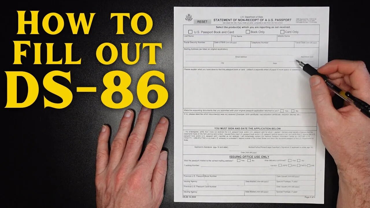 How to Fill Out the DS-86; Statement You Did Not Receive Your U.S. Passport Book or Card #uspassport