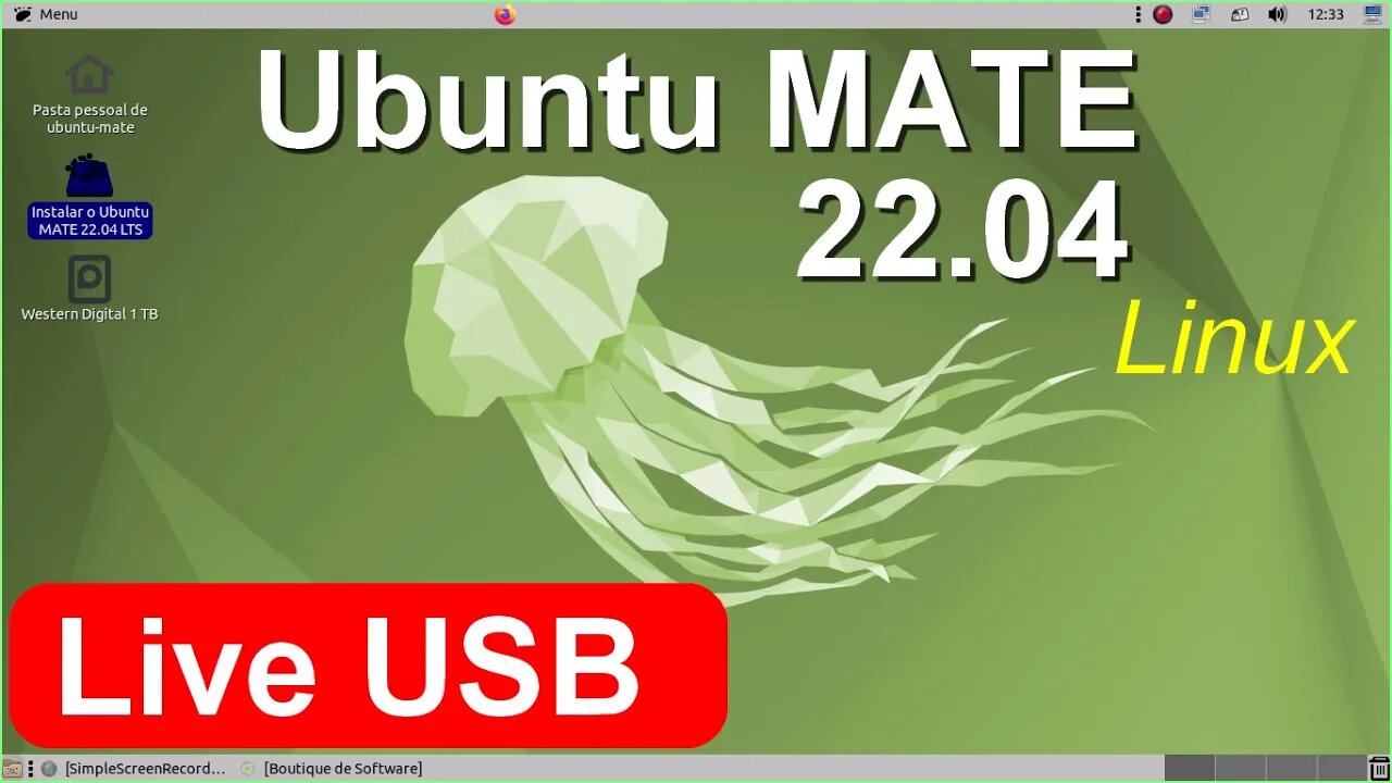 Linux Ubuntu Mate 22.04 Beta Live USB. Distro Linux MATE Desktop sabor oficial da Canonical (UBUNTU)