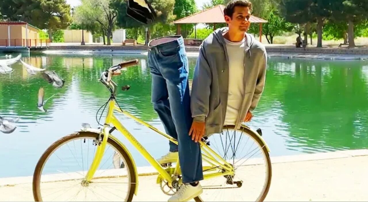 unbelievable magic man cut in half on a bike