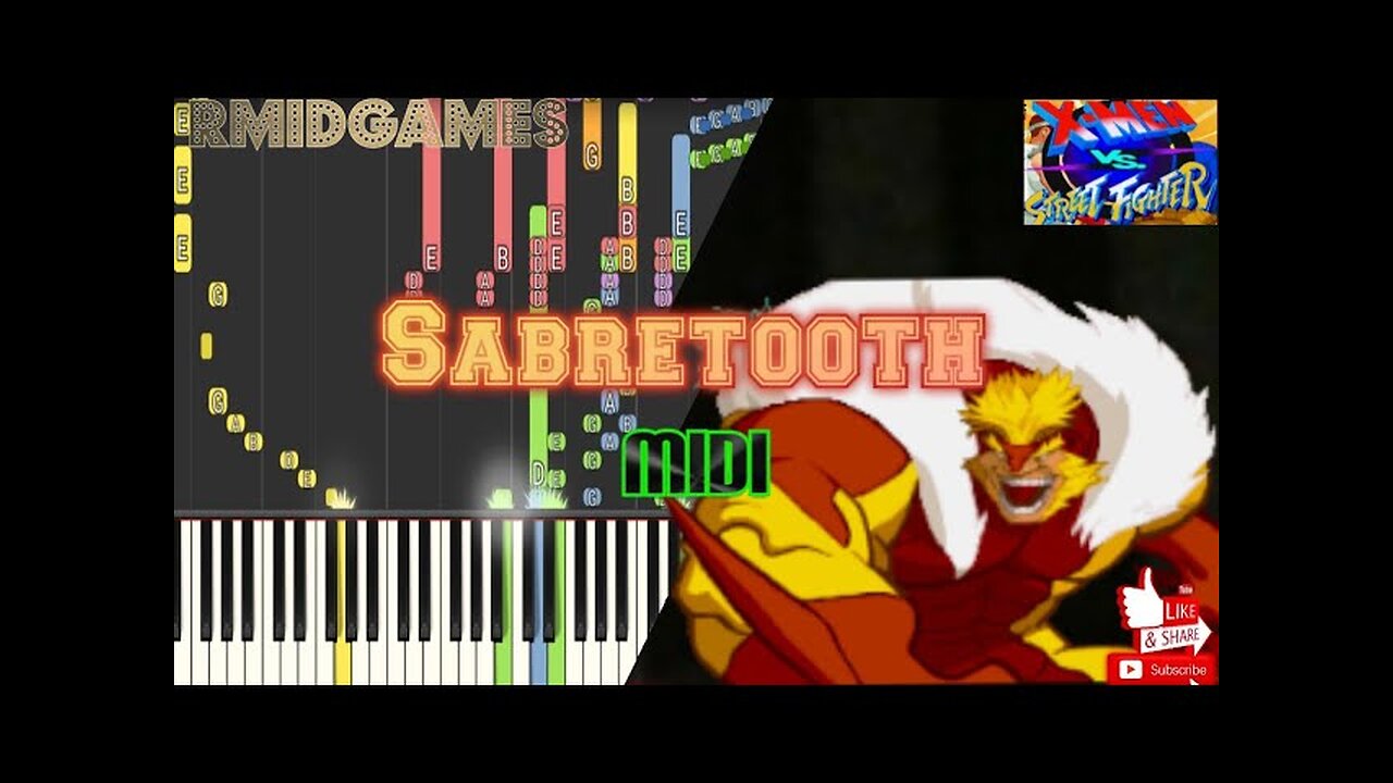 X-Men Vs Street Fighter - Sabretooth ~ Piano ( Midi )