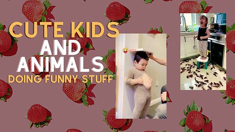 Cute kids and animal doing funny Act