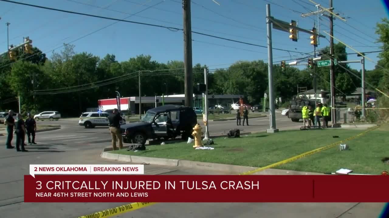 Multiple critical injuries in Tulsa car crash