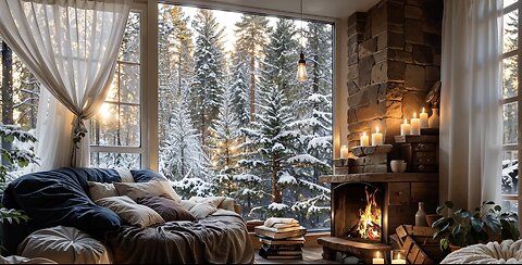 Winter wonderland Snow Fire sound Cozy Ambience