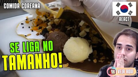 CREPE GIGANTE que leva até SORVETE! Reagindo a COMIDAS DE RUA COREANAS | Veja Aqui Reacts