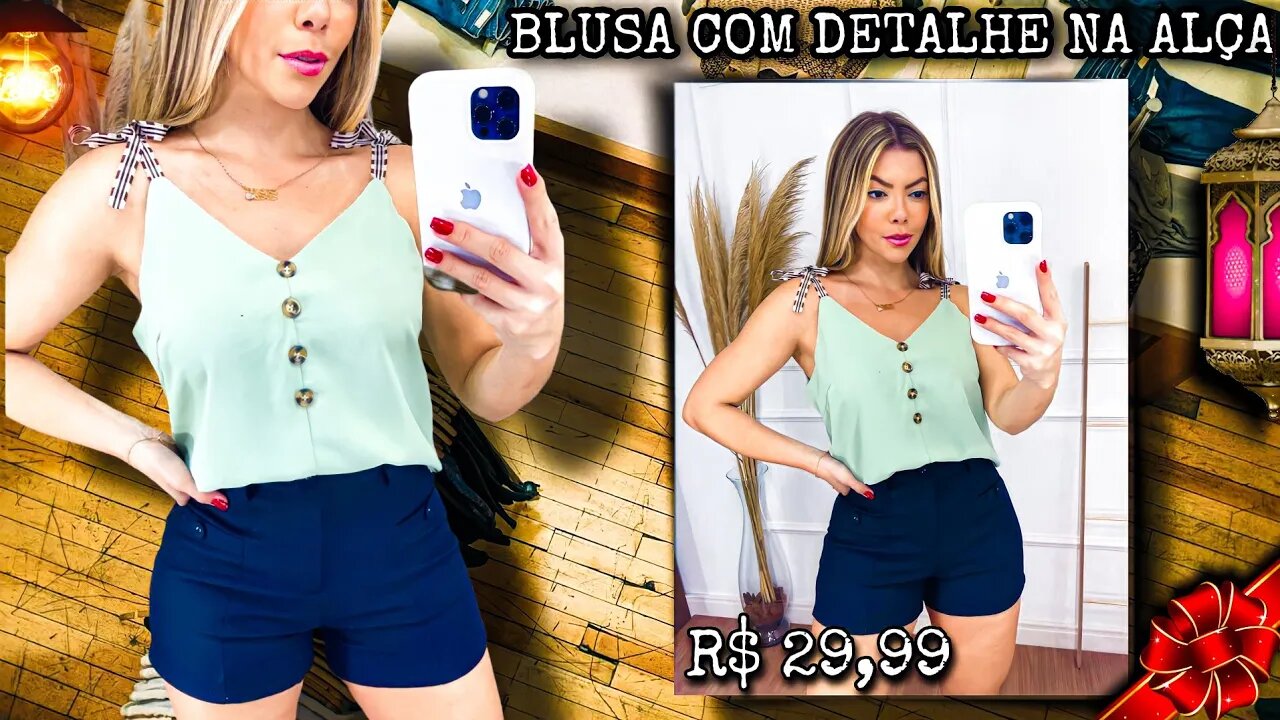 Blusa com Detalhe na Alça e com Botões/@shopee