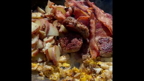 Do you love campfire cooking!? (cooking breakfast on campfire.) #shorts
