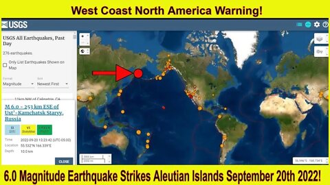 6.0 Magnitude Earthquake Hits Aleutian Island Chain! Warning For North America!