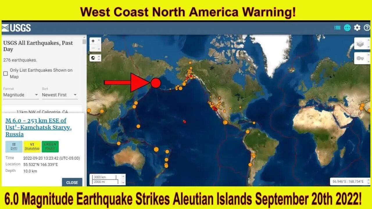 6.0 Magnitude Earthquake Hits Aleutian Island Chain! Warning For North America!
