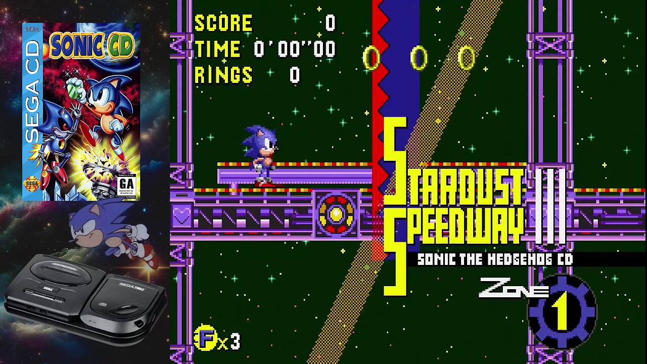 Sonic CD (Sega CD) - [Stardust Speedway Zone 1 - Good Future]