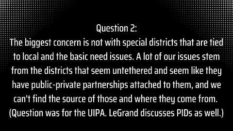 Special Districts: Question 2 - Public Private Partnerships