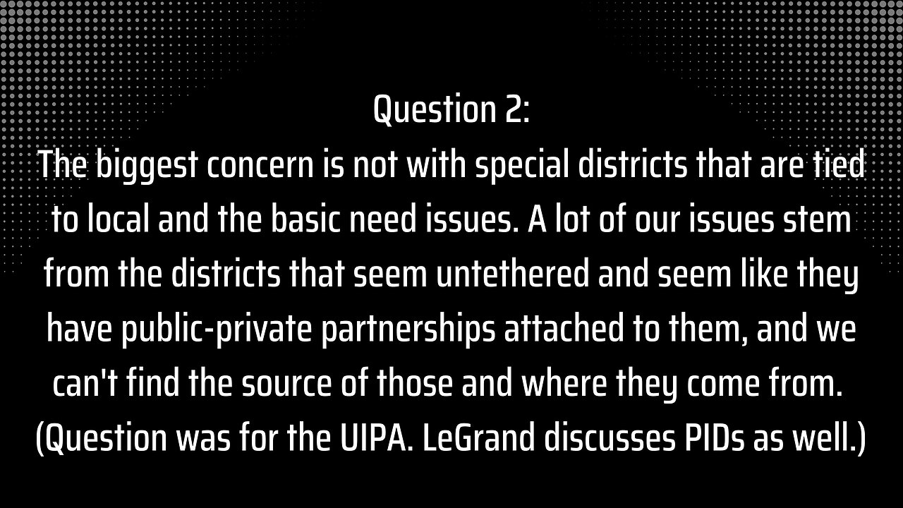 Special Districts: Question 2 - Public Private Partnerships