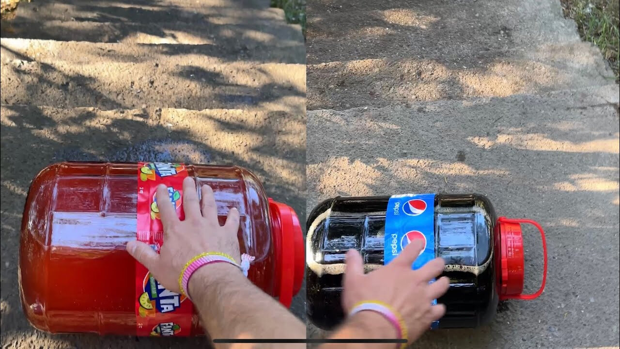 Rolling Giant Cocacola on stairs ⚠️🔥 #bottles #Experiment #cocacola #fanta