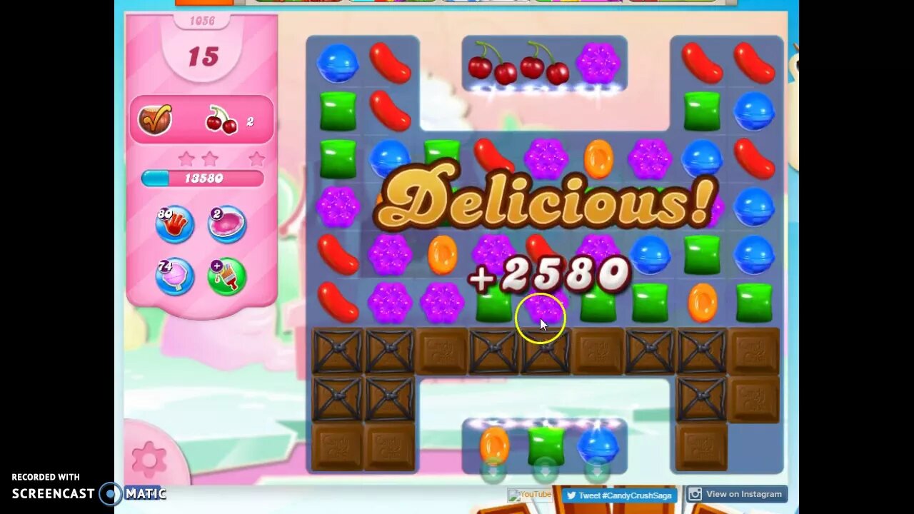 Candy Crush Level 1056 Audio Talkthrough, 2 Stars 0 Boosters