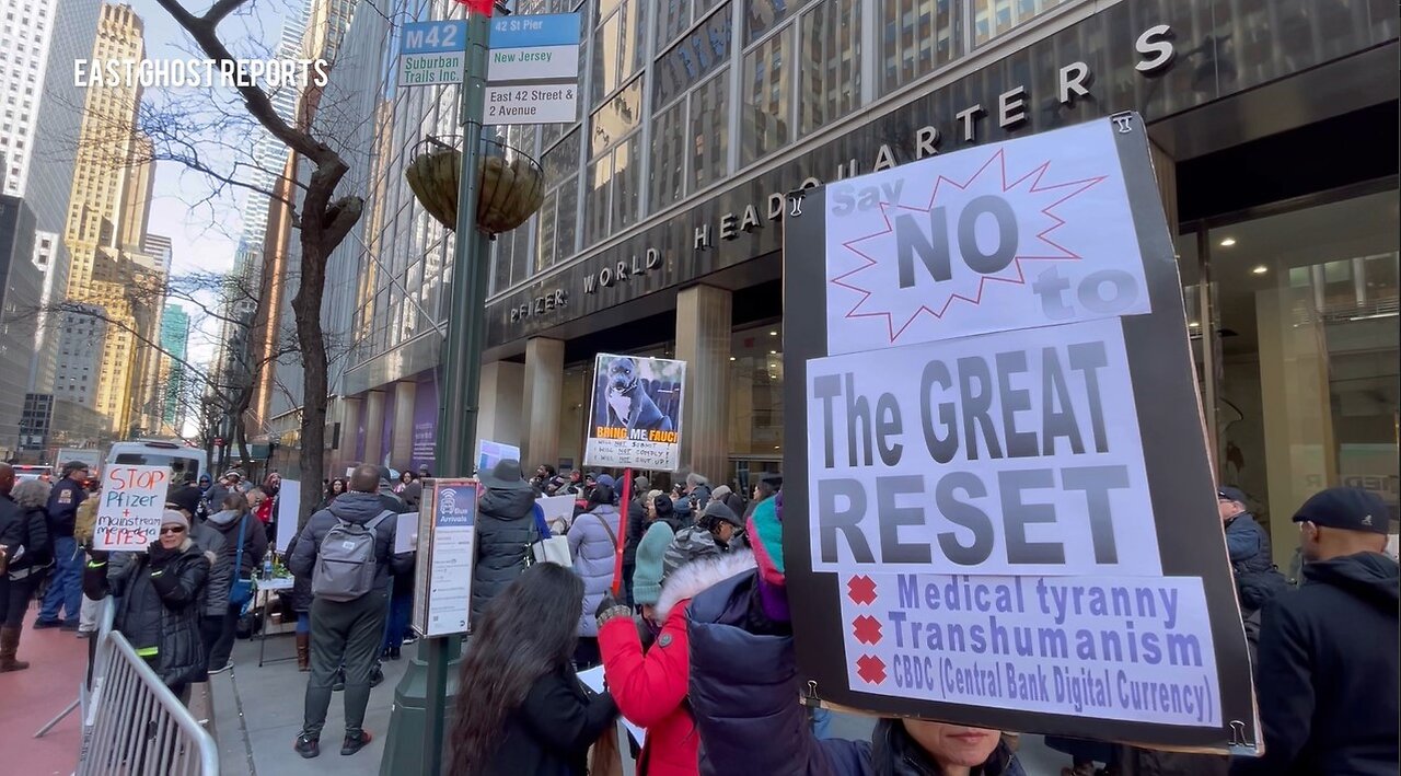 Medical Freedom Protesters Surround Pfizer HQ in NYC to Demand Nuremberg-Style Tribunals