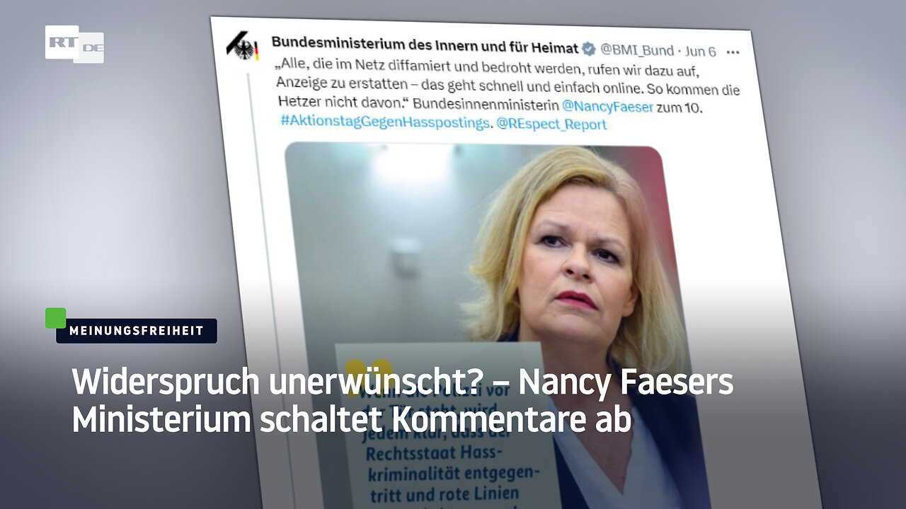 Widerspruch unerwünscht? – Nancy Faesers Ministerium schaltet Kommentare ab