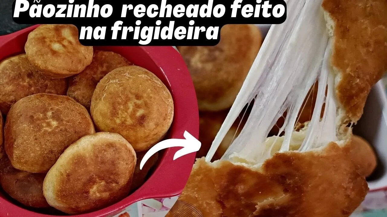 Seu café da manhã em minutos, pãozinho recheado feito na frigideira.