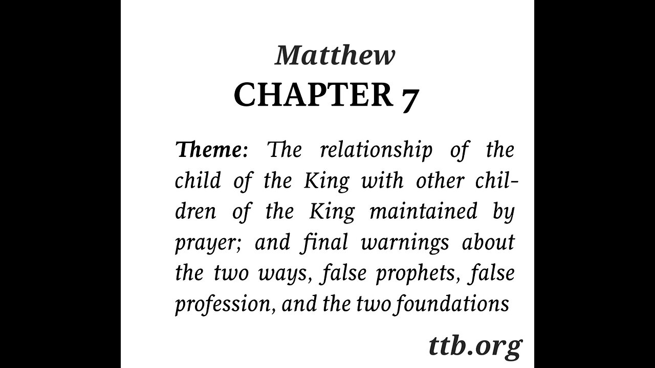 Matthew Chapter 7 (Bible Study)