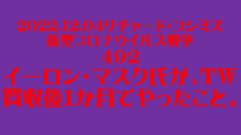 2022.12.04 リチャード・コシミズ新型コロナウイルス戦争４９２