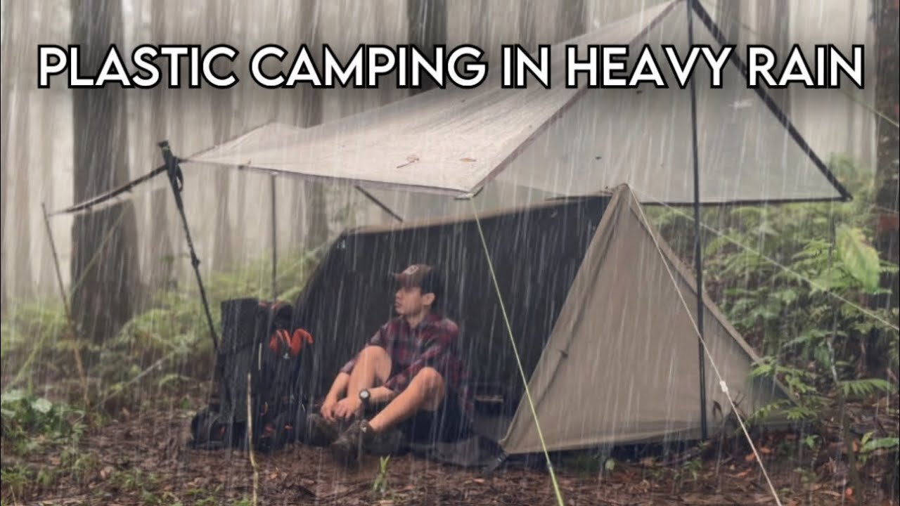 HEAVY RAIN IN TRANSPARENT TENT‼️CAMPING HEAVY RAIN IN PLASTIC TENT