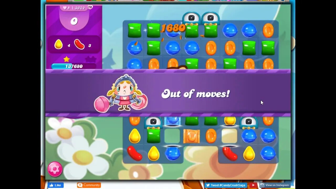 Candy Crush level 3622 Talkthrough, 12 Moves 0 Boosters