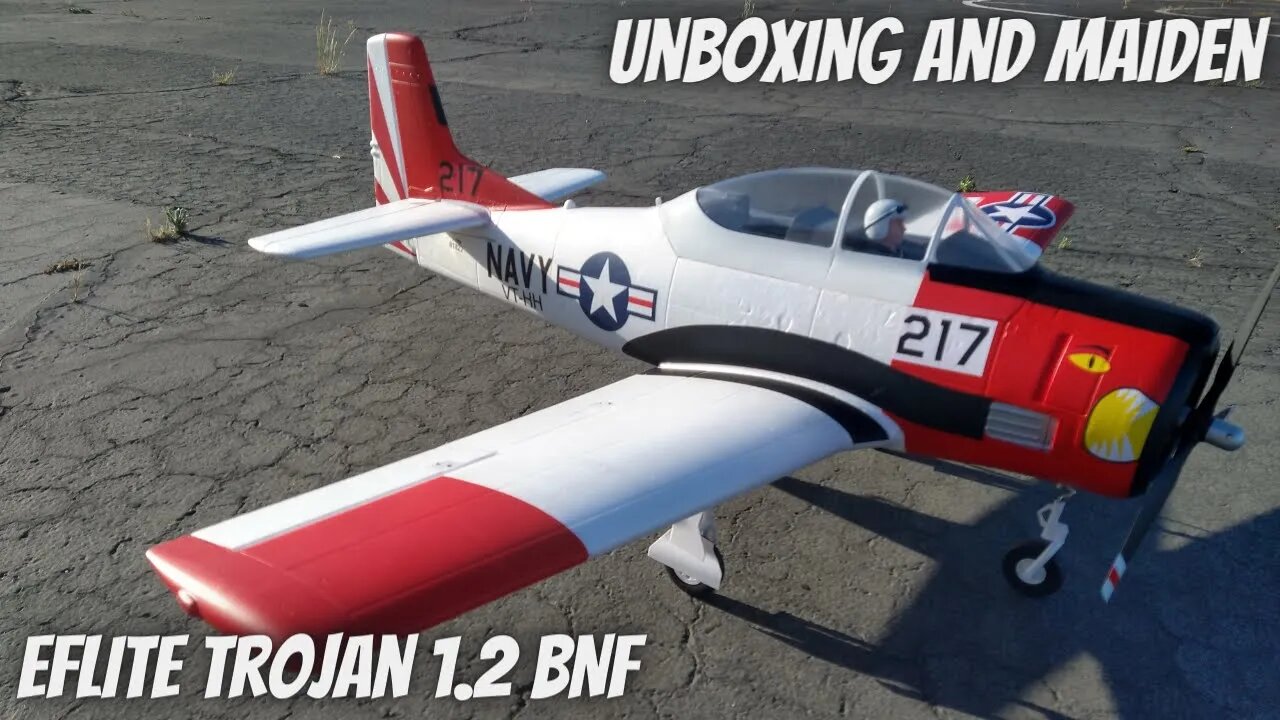 Unboxing and Maiden of the Eflite Trojan 1 2 BNF