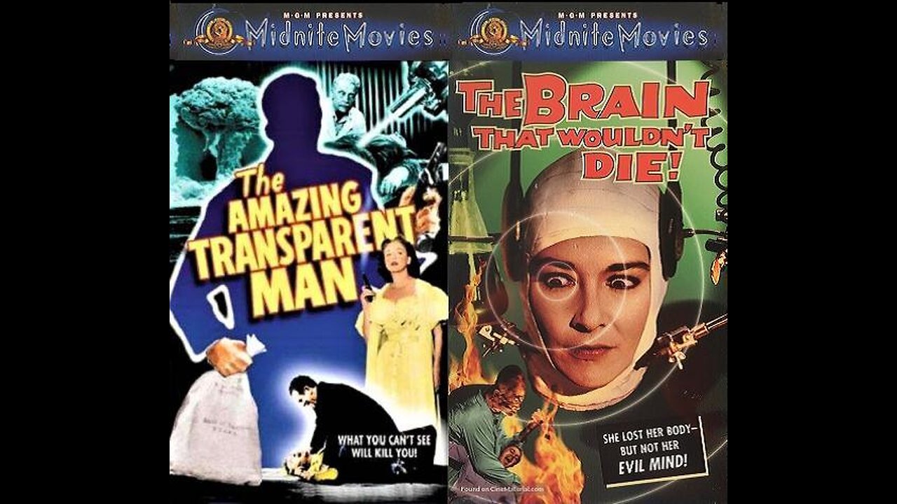 THE AMAZING TRANSPARENT MAN 1960 & THE BRAIN THAT WOULDN'T DIE 1962 Cult Classics DOUBLE FEATURE