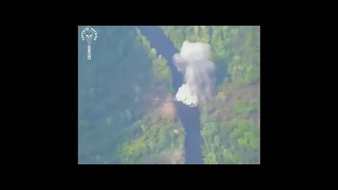 Russian Strike Destroys A Pontoon Crossing, Which Was Built By Ukranainan Forces