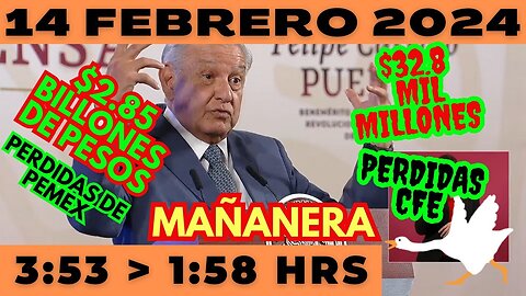 💩🐣👶 AMLITO | Mañanera *Miércoles 14 de febrero 2024* | El gansito veloz 3:53 a 1:58.