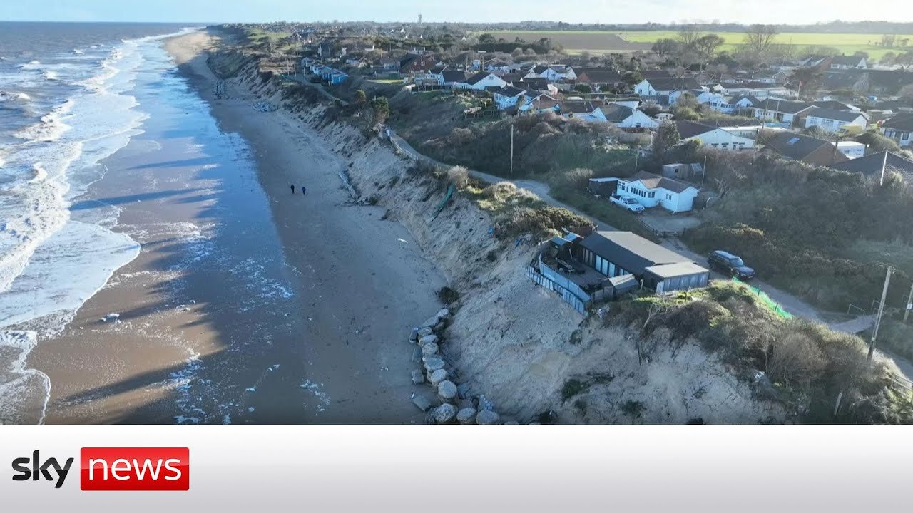 WATCH: Drone captures Norfolk homes at risk from falling into sea