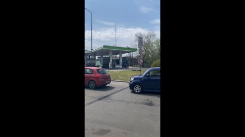 The situation at a gas station in Odessa. No more than 10 liters in one tank.