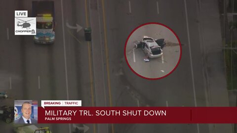 Military Trail shutdown at Forest Hill Blvd. after fatal crash crushes car