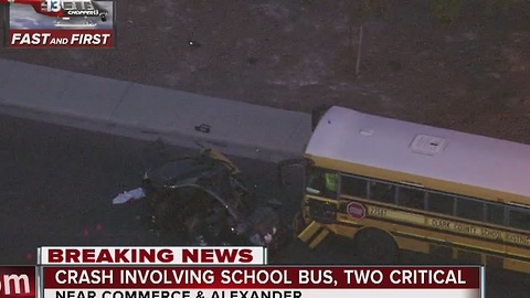 2 critical after crash involving school bus in North Las Vegas