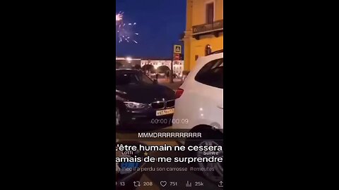 Crazy horse escaping and going over cars in FRANCE