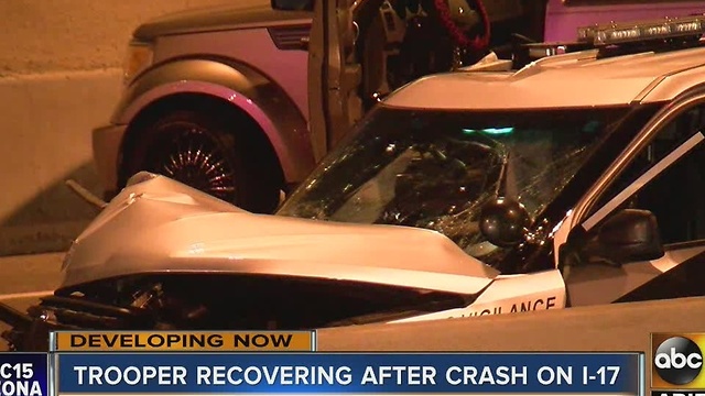 DPS Trooper recovering after crash on I-17
