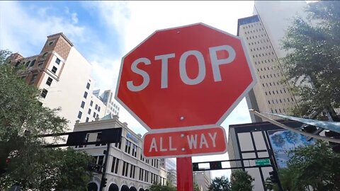 Downtown Tampa intersection transitioning to 4-Way stop