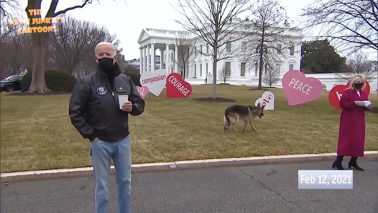 Bidens morning photo op walk with untouched coffee.