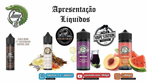 [PT] Apresentação de Liquidos SteamTrain ( Gold Rush, Last Call, Off Track, Bells Wistles)