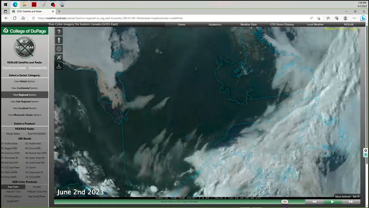 Quebec, Canada Fires | Why Does June 2nd 2023 Satellite Imagery from College of DuPage Meteorology Department Show Dozens of Fires in Quebec Starting Up at Almost the Exact Same Time?