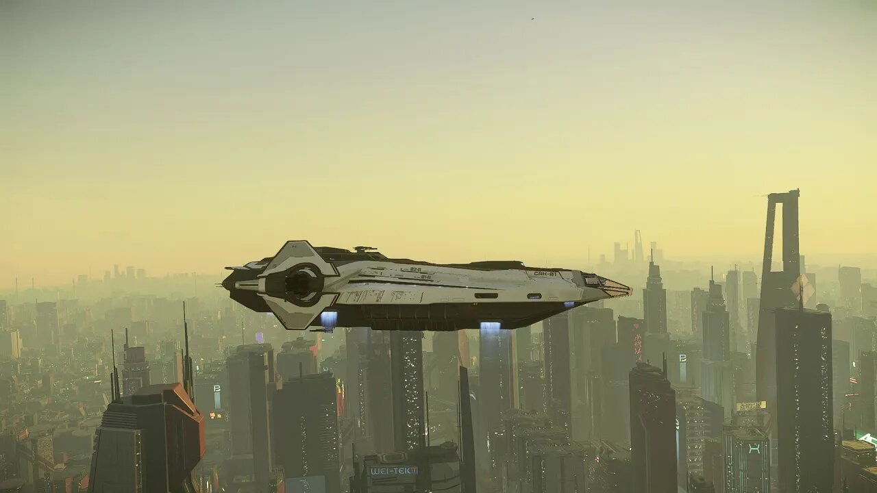 Star Citizen #MLTC fly over ArCorp with Carrack