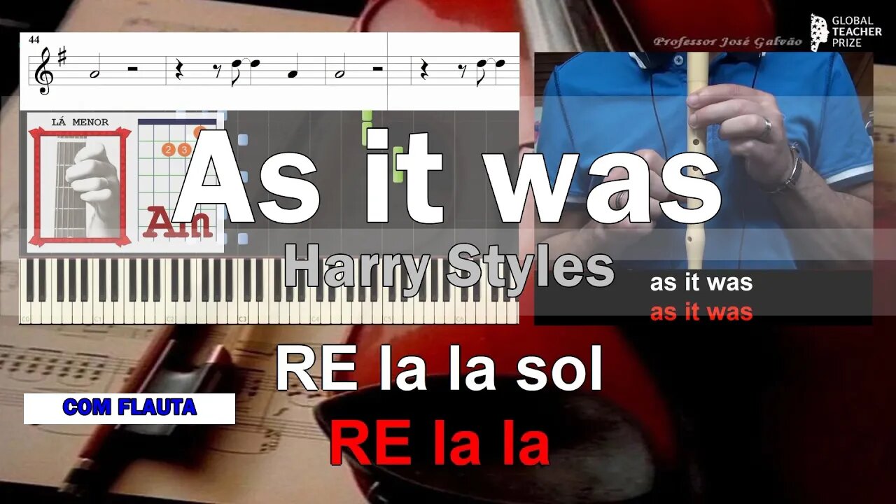 As it was Harry Styles CF Notas Flauta Cifra Guitarra Acordes Piano Educação Musical José Galvão