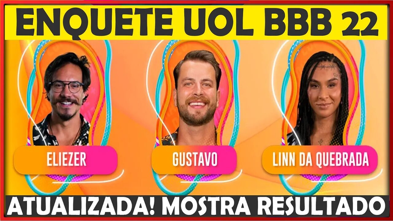 ENQUETE UOL REVELA QUEM VAI SAIR DO BBB22 NO 12º PAREDÃO ENTRE LINN DA QUEBRADA, ELIEZER E GUSTAVO
