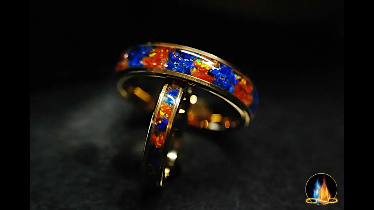 LoveMyRings.ca - Twin Flame Union Opal Ring Set - Gold Plated Tungsten PROMO