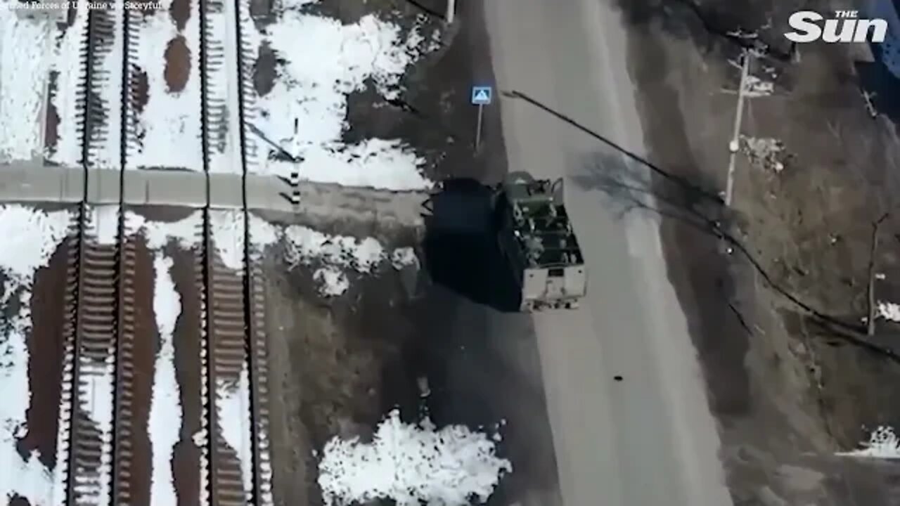 Moment Ukrainian armed forces ambush Russian transport outside Kharkiv