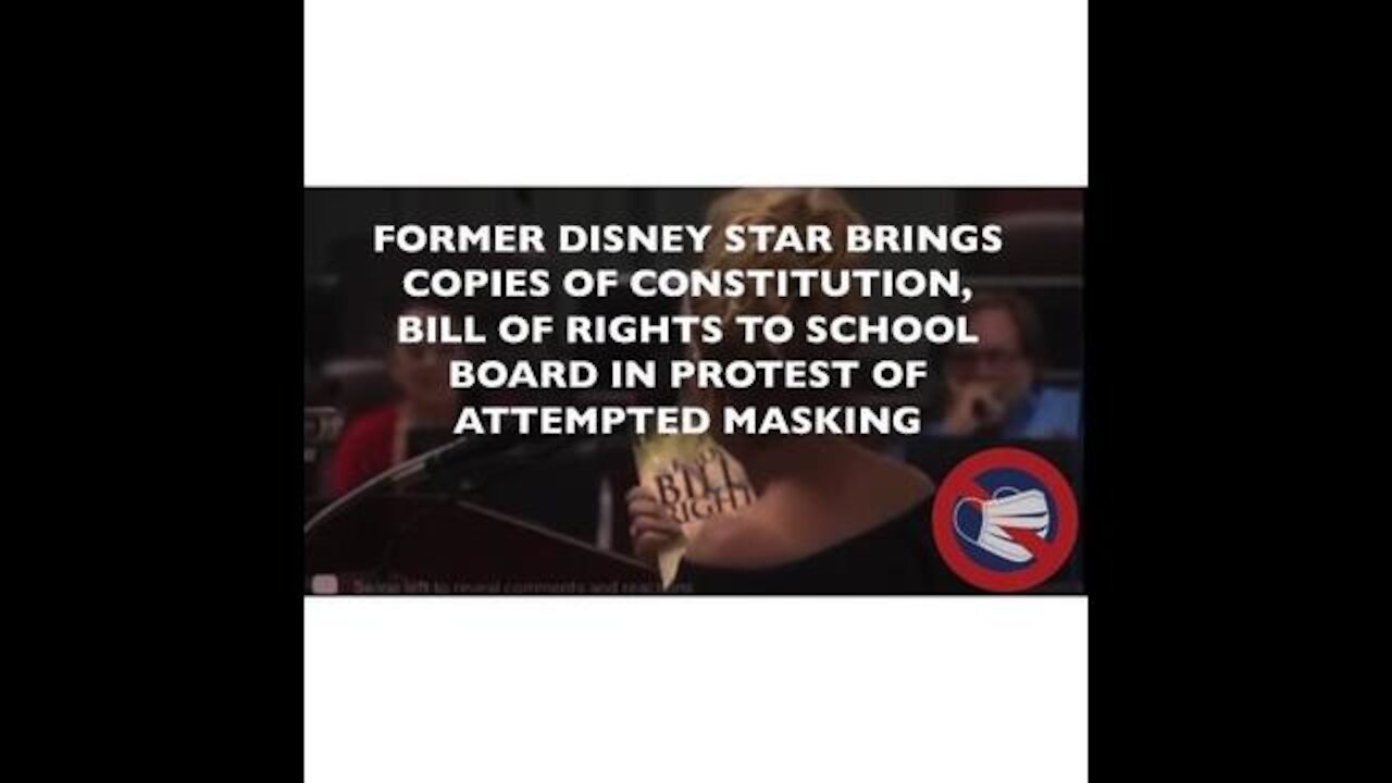 Former Disney Star Brings School Board Copies of Constitution & Bill of Rights During Mask Protest