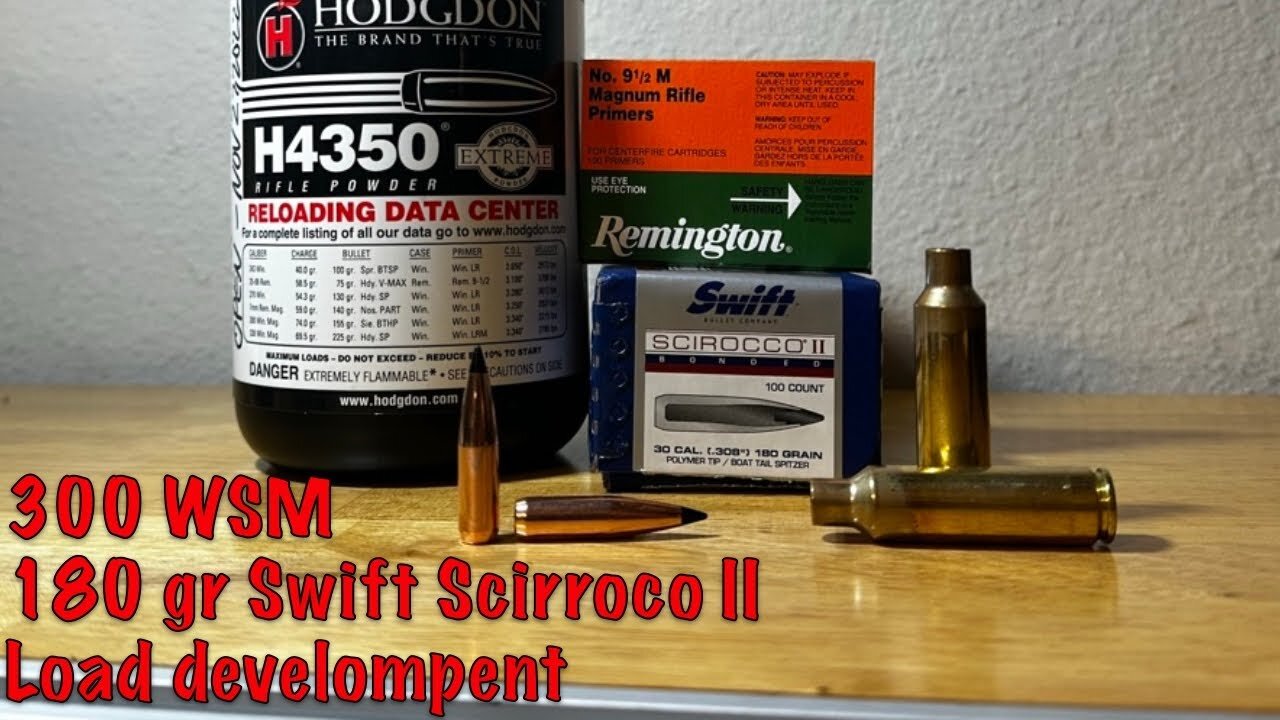 Tikka 300 WSM 180 grain Swift Scirroco II load development with H4350 and Rem 9 1/2M