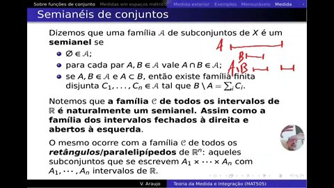 Medida e Integração: Propriedades de conjuntos mensuráveis. Medidas em seminanéis. Regularidade.