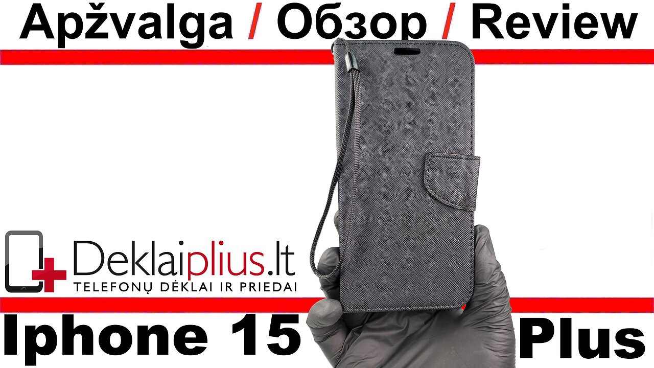 Telone dėklas su skyreliais - juodas Apple Iphone 15 Plus